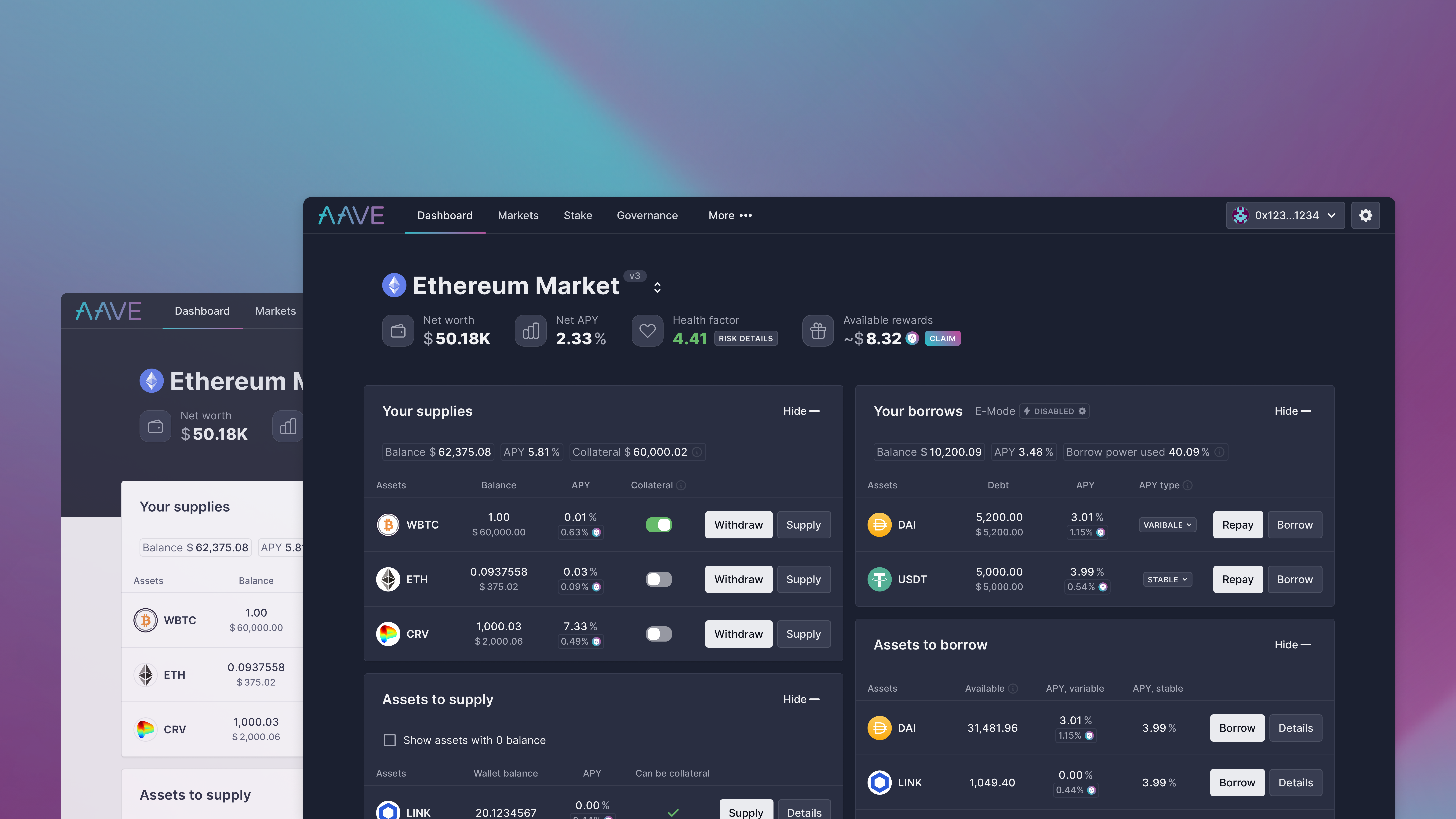 Aave V3 USDC lending interface